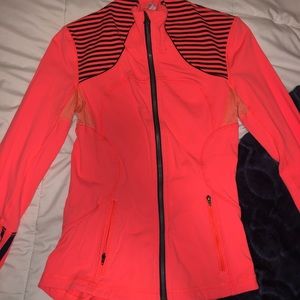 Lulu Lemon neon pink striped zip-up jacket